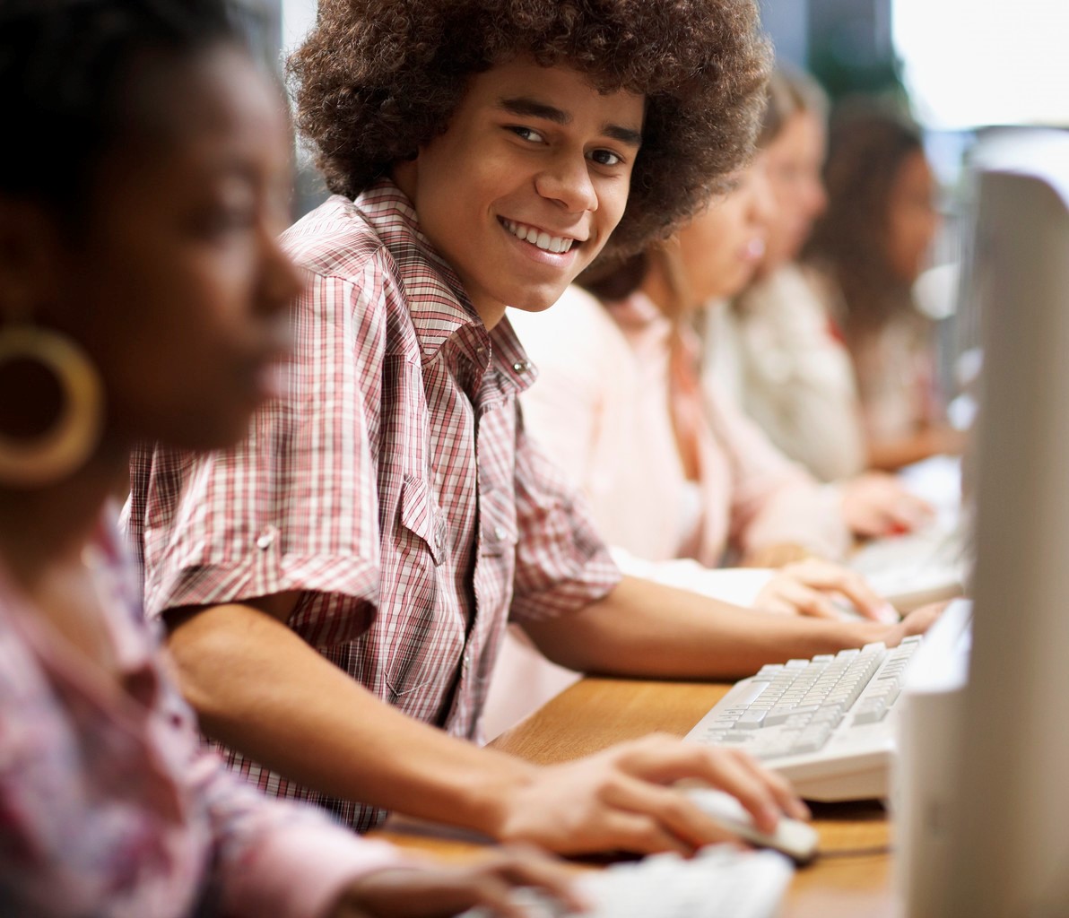 Students using computers